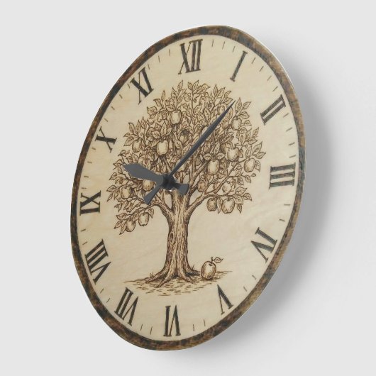 Apple Tree Wall Clock – Wood-Burned Style Grote Klok (Hoek)