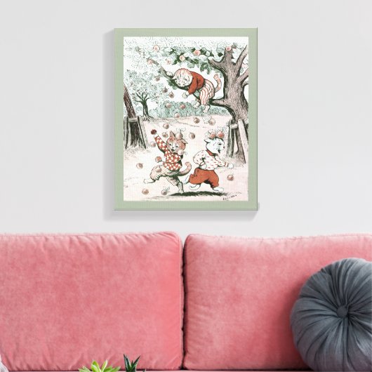 Apple Trees & Cats, Louis Wain Canvas Afdruk (Insitu (Woonkamer))