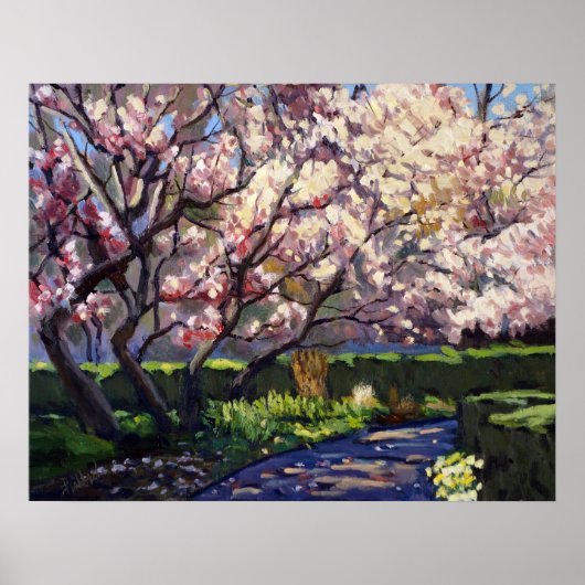 Apple Trees in Bloom Painting Poster (Voorkant)
