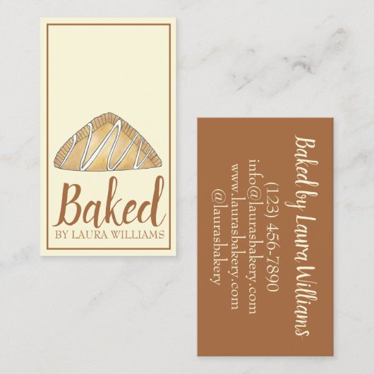 Apple Turnover Pastry gebak van bakkerij Baker Foo Visitekaartje (Voorkant / Achterkant)