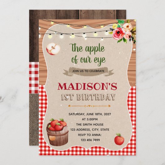 Apple-uitnodiging voor feest kaart (Voorkant / Achterkant)