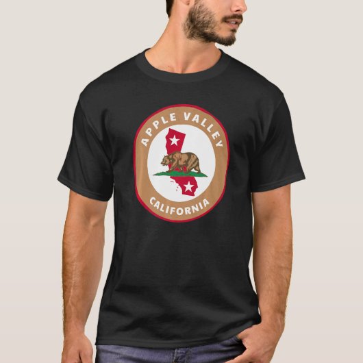 Apple Valley California CA Flag and Bear Badge Sou T-shirt (Voorkant)