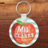 Apple van de leraar | Aangepaste naam Sleutelhanger (Voorkant)