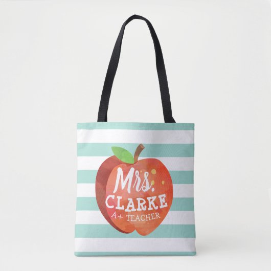 Apple van de leraar | Aangepaste naam Tote Bag (Voorkant)