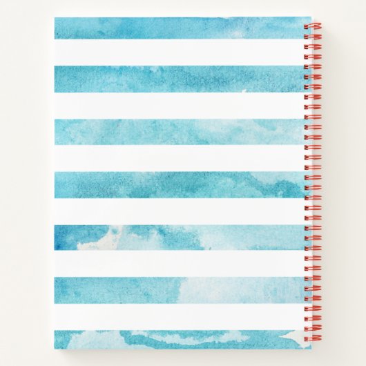 Apple van de leraar op blauwe Waterverf stapes Notitieboek (Achterkant)