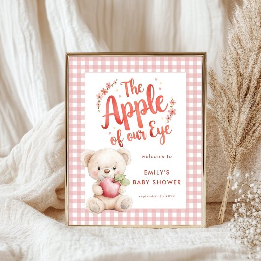 Apple van Eye Beer Pink Gingham Welkom Baby shower Poster