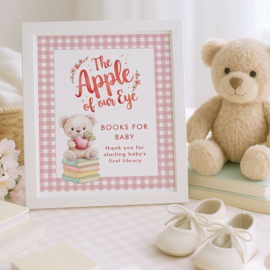Apple van Eye Books voor Baby Gingham Baby shower Poster
