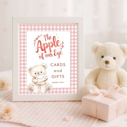 Apple van Eye Gingham Baby shower Kaarten en gesch Poster