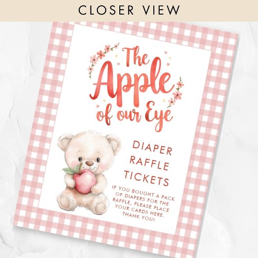 Apple van Eye Gingham Baby shower Luier Raffle Poster