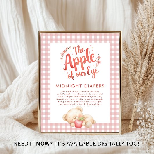 Apple van Eye Gingham Midnight Diaper Baby shower Poster