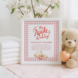 Apple van Eye Gingham Midnight Diaper Baby shower Poster