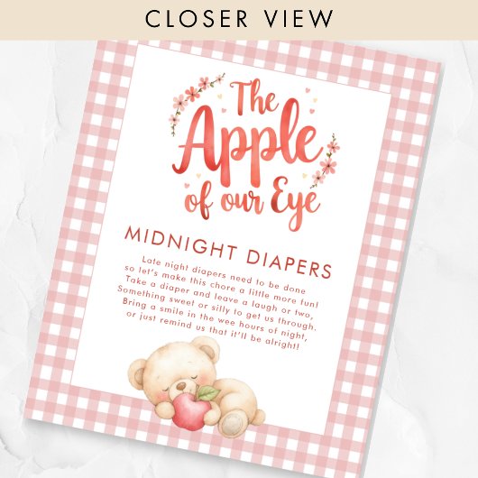 Apple van Eye Gingham Midnight Diaper Baby shower Poster