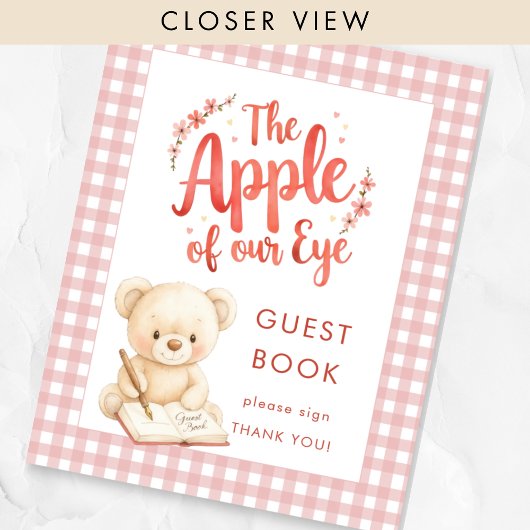 Apple van Eye Gingham Sign Guest Book Baby shower Poster