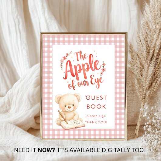 Apple van Eye Gingham Sign Guest Book Baby shower Poster
