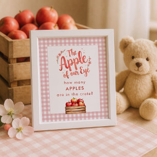 Apple van Eye Guess Hoeveel Gingham Baby shower Poster