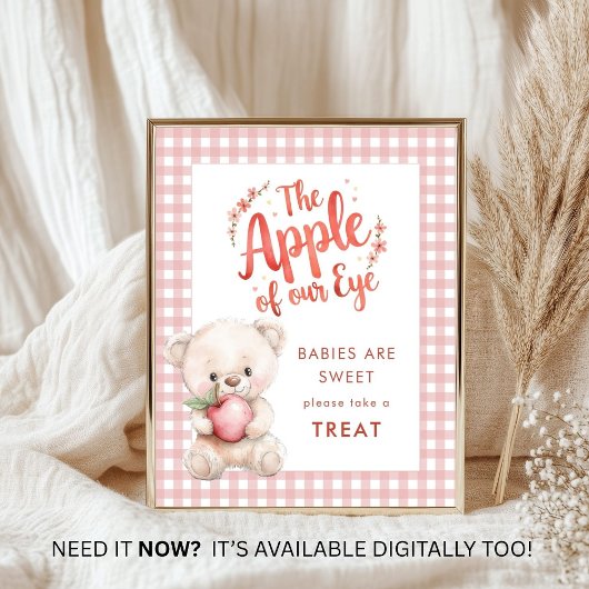 Apple van Eye Take a Treat Gingham Baby shower Poster