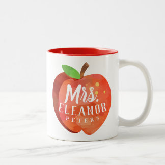 Apple van leraar | Aangepaste naam Aangepaste naam Tweekleurige Koffiemok