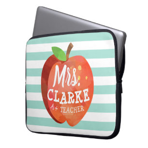 Apple van leraar   Aangepaste naam Laptop Sleeve