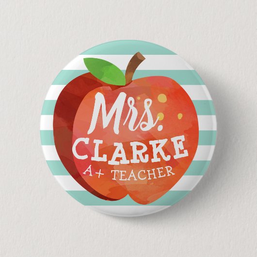 Apple van leraar | Aangepaste naam Ronde Button 5,7 Cm (Voorkant)