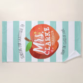 Apple van leraar | Naam Gepersonaliseerd Bedankt Strandlaken (Voorkant)