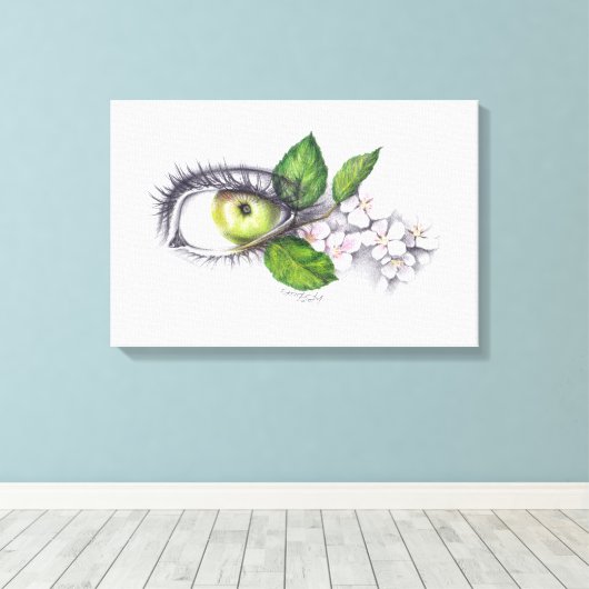 Apple van mijn oog Surreal-tekenkunst Canvas Afdruk (Insitu (Houten vloer))