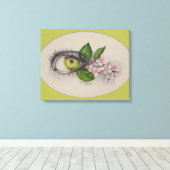 Apple van mijn oog Surreal tekenkunst Groen Canvas Afdruk (Insitu (Houten vloer))