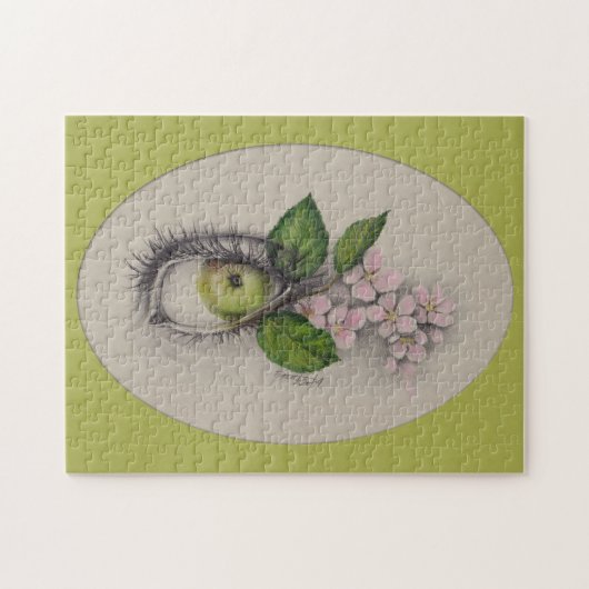 Apple van mijn oog Surreal tekenkunst Groen Legpuzzel (Horizontaal)