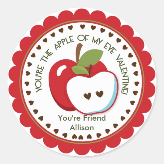 Apple van mijn oog Valentijn Gepersonaliseerde naa Ronde Sticker (Voorkant)