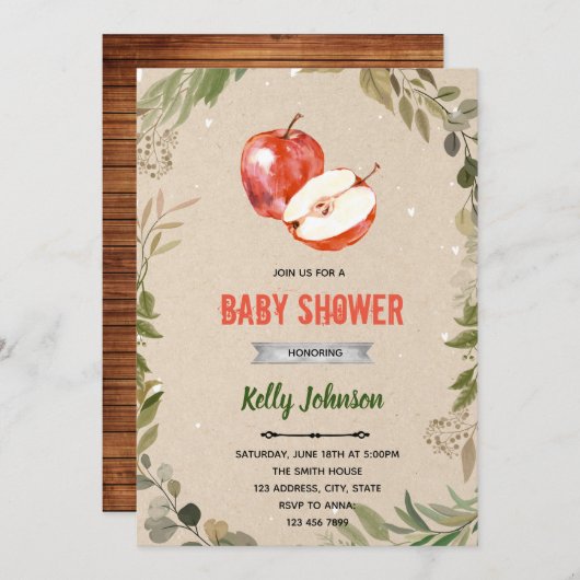 Apple van mijn uitnodiging voor het douchen van og (Voorkant / Achterkant)