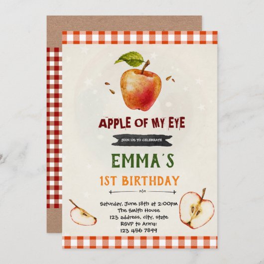 Apple van mijn uitnodiging voor verjaardagsfeestma (Voorkant / Achterkant)