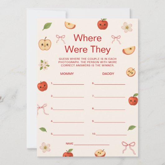 Apple van My Eye Baby shower waar waren ze spel Kaart (Voorkant)