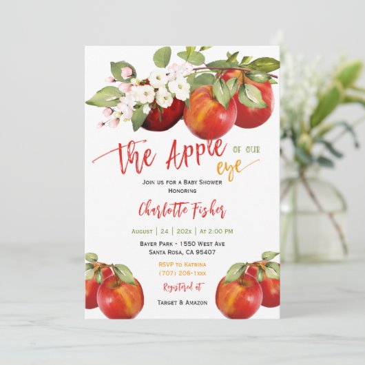 Apple van ons Baby shower Kaart (Staand voorkant)