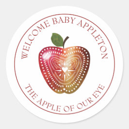 Apple van ons Baby shower Ronde Sticker
