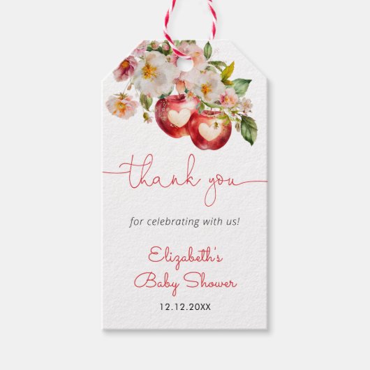 Apple van ons Eye Baby shower Dank u Cadeaulabel (Voorkant)