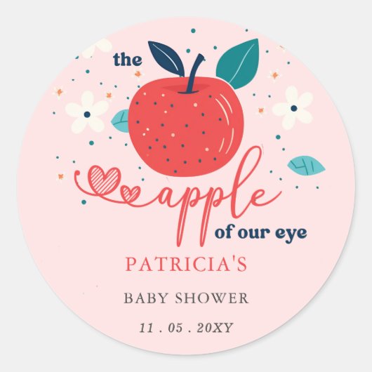 Apple van ons Eye Herfst Girl Baby shower Ronde Sticker (Voorkant)