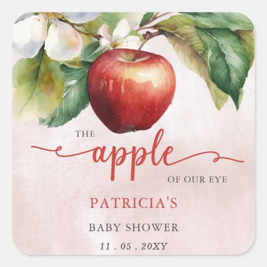 Apple van ons Eye Herfst Girl Baby shower Vierkante Sticker (Voorkant)