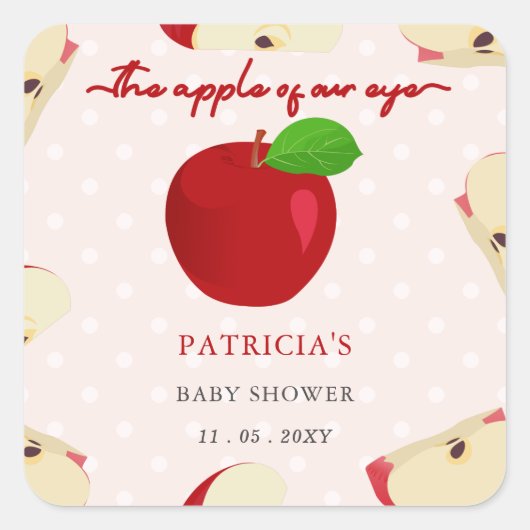 Apple van ons Eye Herfst Girl Baby shower Vierkante Sticker (Voorkant)