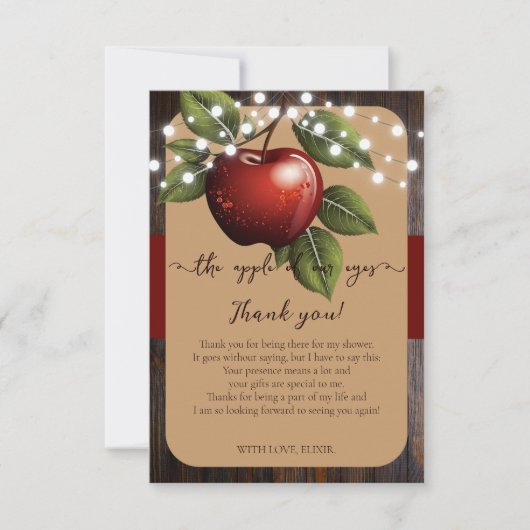 Apple van ons Eye Rustic Herfst Baby shower Bedankkaart (Voorkant)