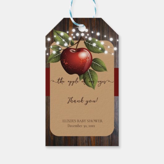 Apple van ons Eye Rustic Herfst Baby shower Cadeaulabel (Voorkant)