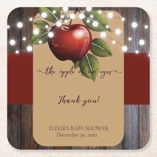 Apple van ons Eye Rustic Herfst Baby shower Kartonnen Onderzetters (Voorkant)