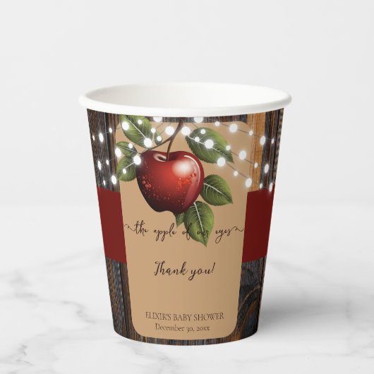 Apple van ons Eye Rustic Herfst Baby shower Papieren Bekers (Voorkant)