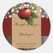 Apple van ons Eye Rustic Herfst Baby shower Ronde Sticker (Voorkant)