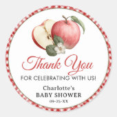Apple van ons oog Baby shower Dank u Sticker (Voorkant)