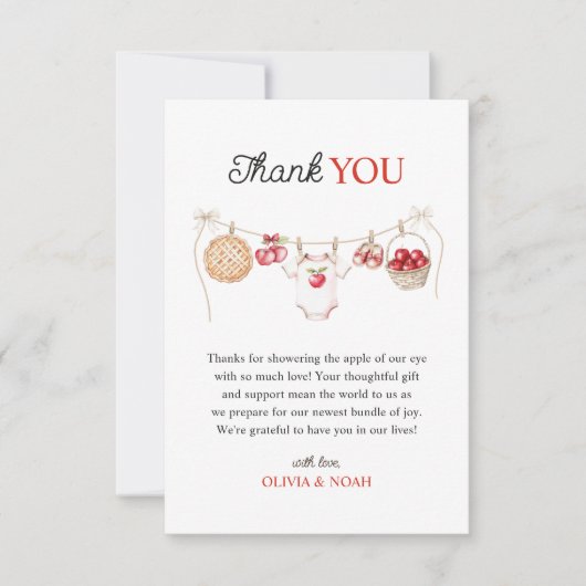 Apple van ons oogboomgaard oogst Baby shower Bedankkaart (Voorkant)