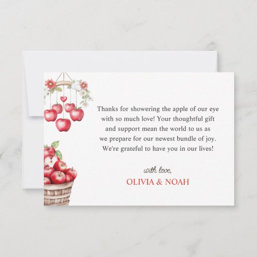 Apple van ons oogboomgaard oogst Baby shower Bedankkaart (Achterkant)