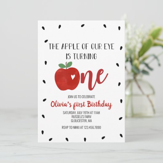 Apple van onze eerste verjaardag kaart (Staand voorkant)