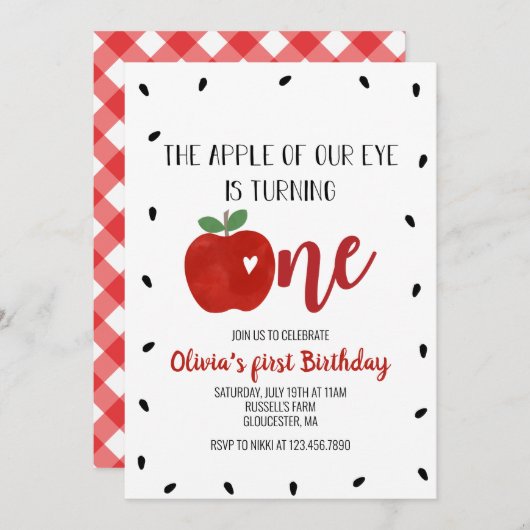 Apple van onze eerste verjaardag kaart (Voorkant / Achterkant)