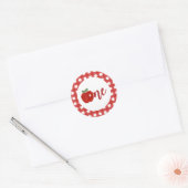 Apple van onze eerste verjaardag van het Bord van  Ronde Sticker (Envelop)