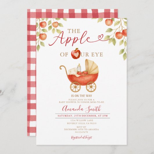 Apple van onze Eye Baby shower Carriage Invitation Kaart (Voorkant / Achterkant)