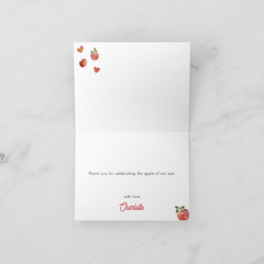 Apple van onze Eye Baby shower Dank u kaart (Binnen)
